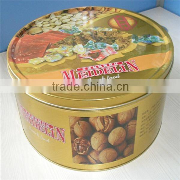 Customized recyclable feature tin can box supplier Round shape large capacity food storage metal tin cans