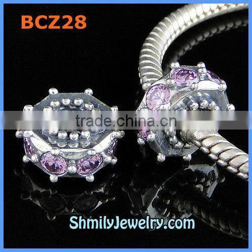 Wholesale 925 Sterling Silver Crystal Spacer Beads BCZ27A