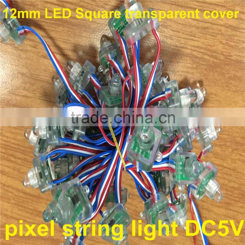 transparent cover Magenic color 0.3w/pc 12mm dc5v led pixel light string