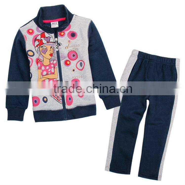 (FG4639) children 2-piece sets kid design warm up suits girls winter set 2014
