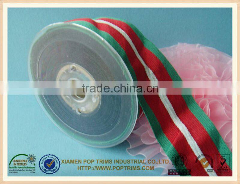 Stripe woven ribbon in polyester