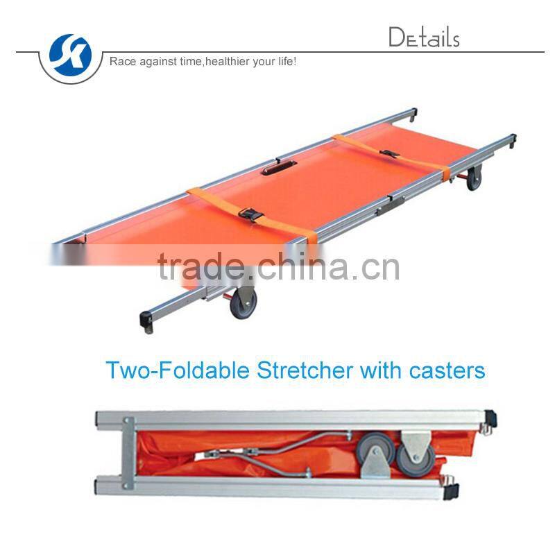 Heavy Duty Aluminum Alloy Folding Stretcher With Wheels