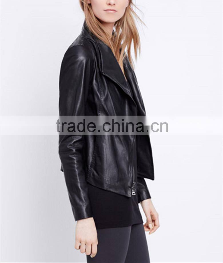 China Wholesale Supplier Cool Shinny Black Pu Leather Jacket For Women
