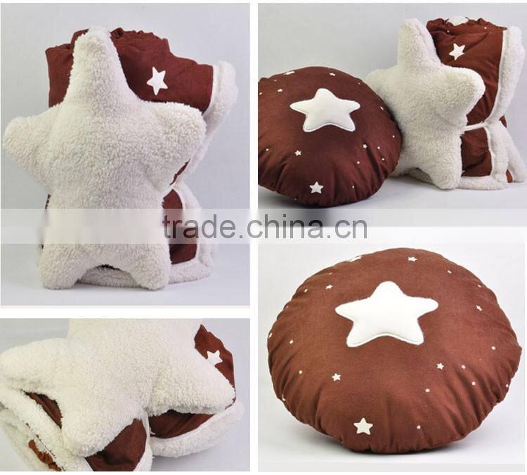 New Design Polar Fleece Star Pillow Blanket As Gift