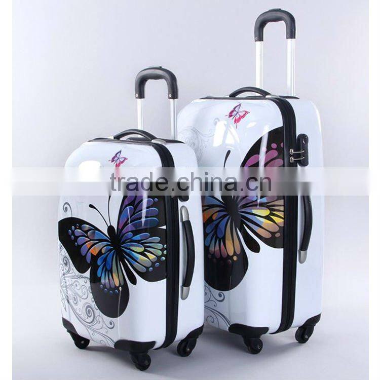China alibaba 2014 Butterfly girl's ABS/PC hardcase travel trolley luggage / carry-on suitcase