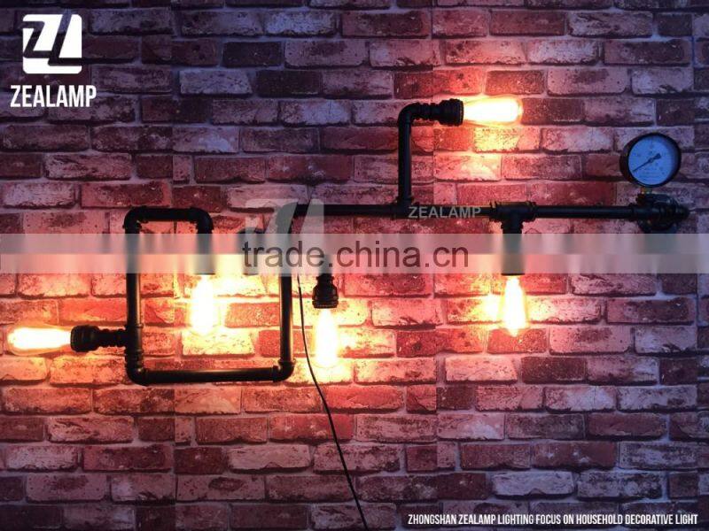 Industrial Style Pipe Lights Steampunk Pipe Wall Lamp Edison Lamp 5 Lights