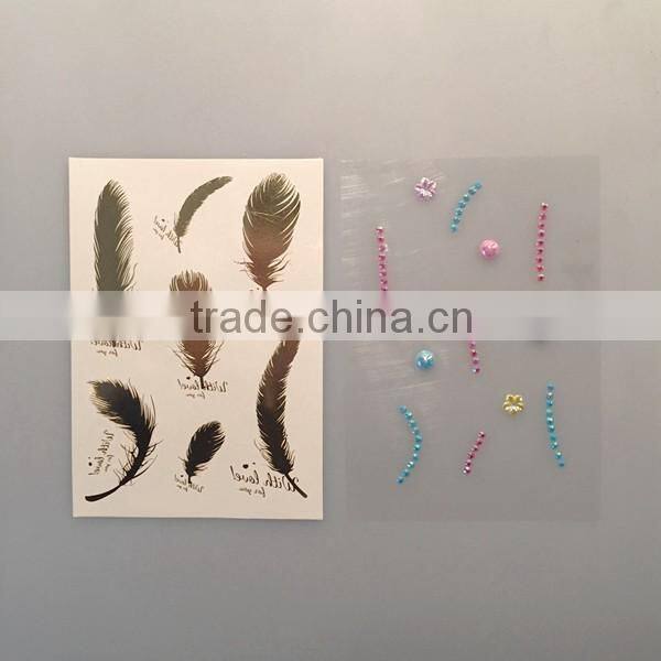 custom hot sale rhinestone metallic tattoo acrylic foil temporary tattoo stickers