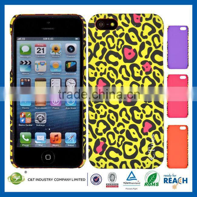 C&T Black Leopard Printing Transparent Clear Back Hard Case for iphone5c