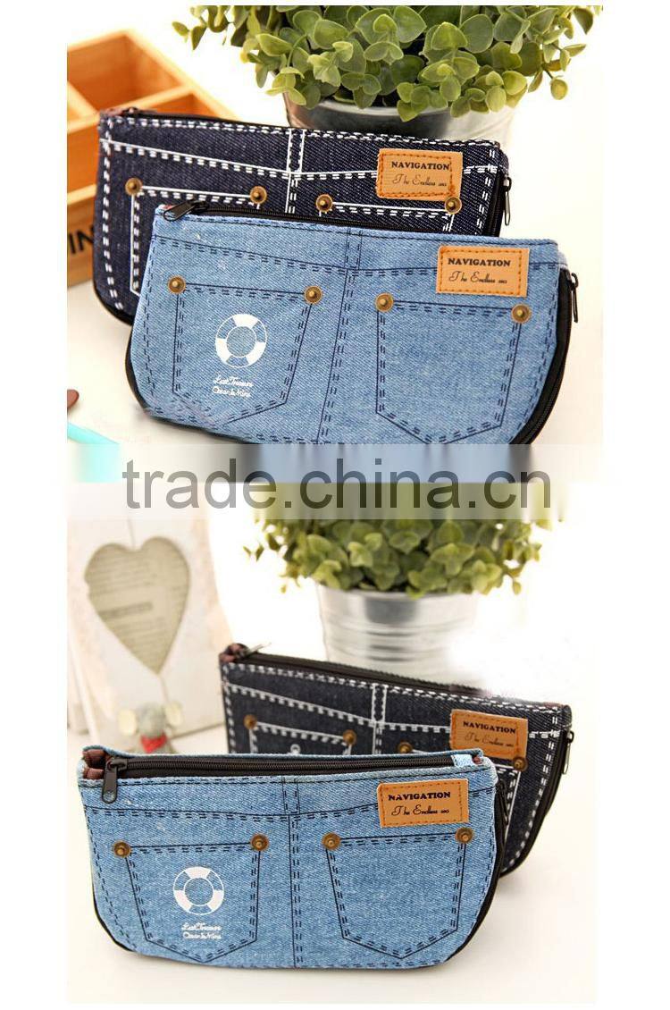 New creative jean shorts pencil case big capacity zipper pencil bag school supplies student stationery cosmetic bag