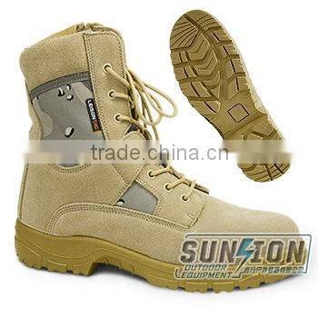 Full black cowhide full grain leather Tactical Boots with Zipper