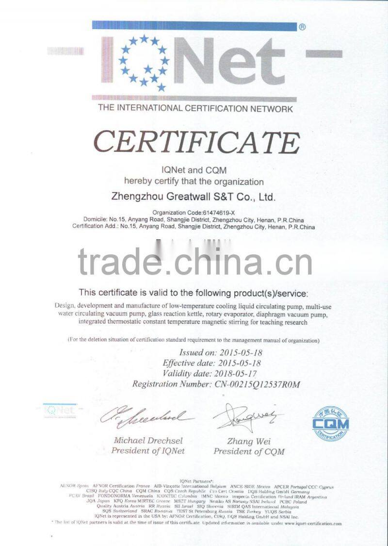 Zhengzhou Great Wall PTFE Sealing Rotary Mini Evaporator