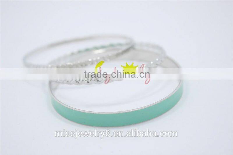 Fashion Silver Bangles Sets Multilayer Bracelet Sets(3pcs) Women Jewelry Pulseras Paint Bangle For 2016New Intrend style