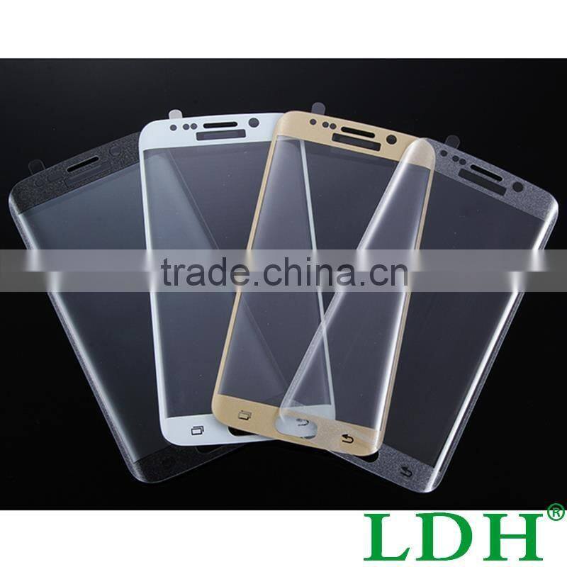 Wholesale full cover orginal color gold tempered glass screen protector for s6 edge 3d samsung galaxy curved with 9 hardness
