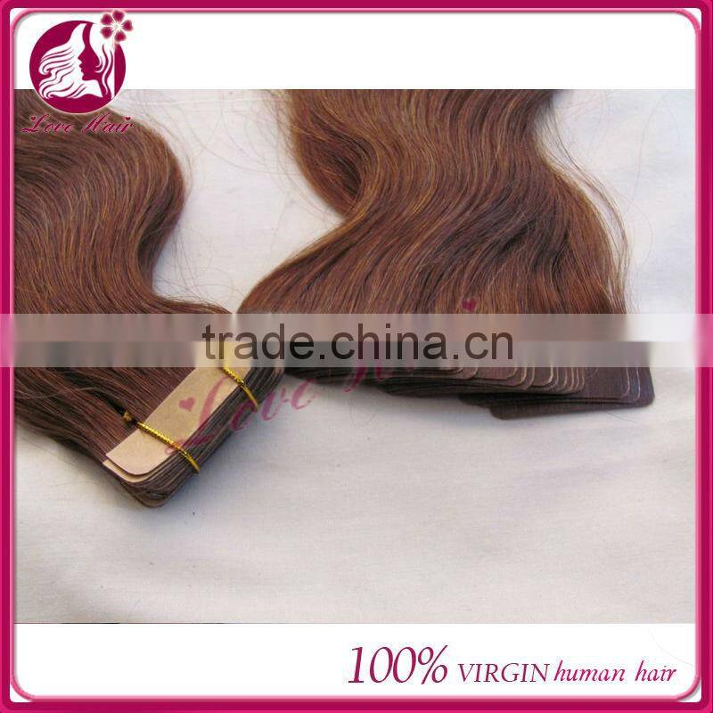 Cheap European hair, double drawn colorful ombre remy tape hair extension
