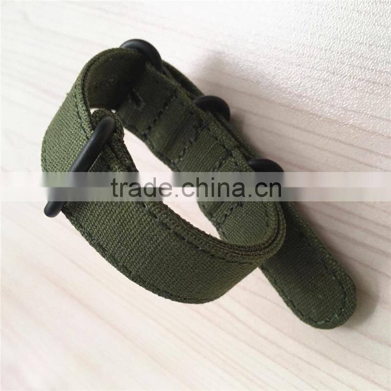 PVD Black Coating Stitched Hole Cotton Canvas Wrist Band