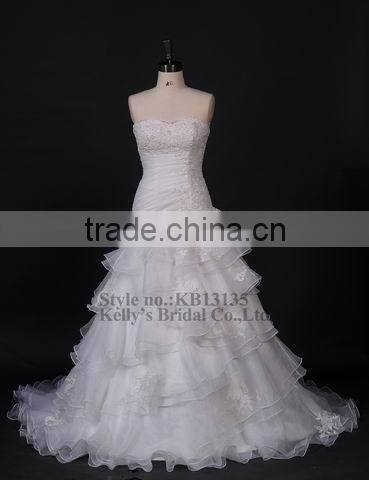 ivory lace crystal embellishment mermaid organza wedding dress 2013