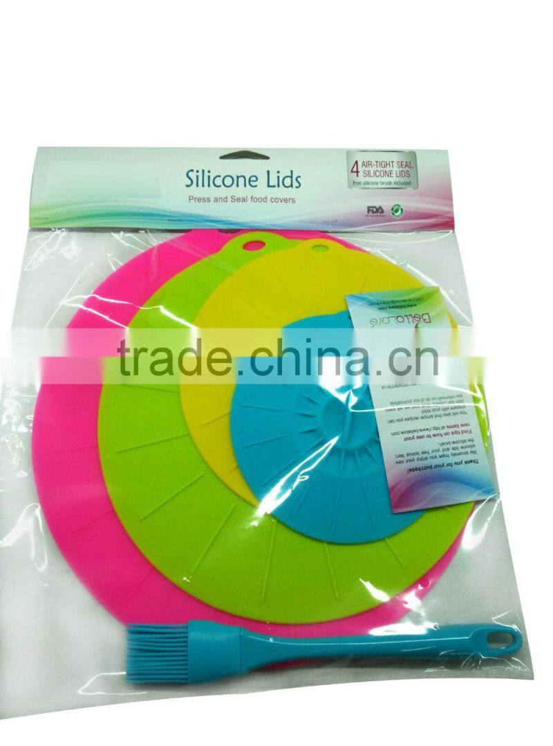 OEM silicone pot cover lid set ,silicone suction lids set for bowl