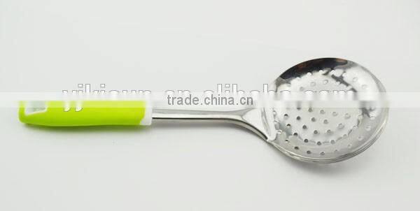 cooking gadget stainless steel strainer with soft plastic handle