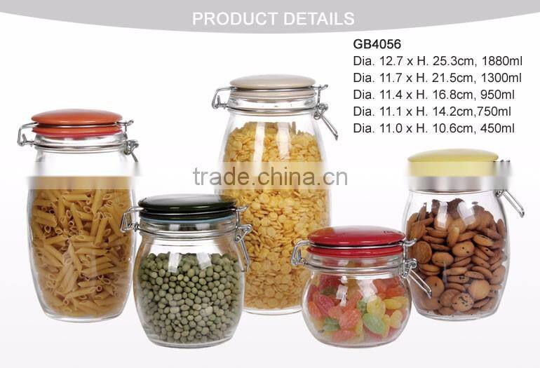 Good Quality Set 5 Cheap Glass Jars Bulk Airtight Lid Food Square Jar