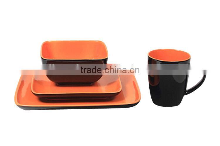 New design modern square cheap ceramic dinner set, fine porcelain dinner set