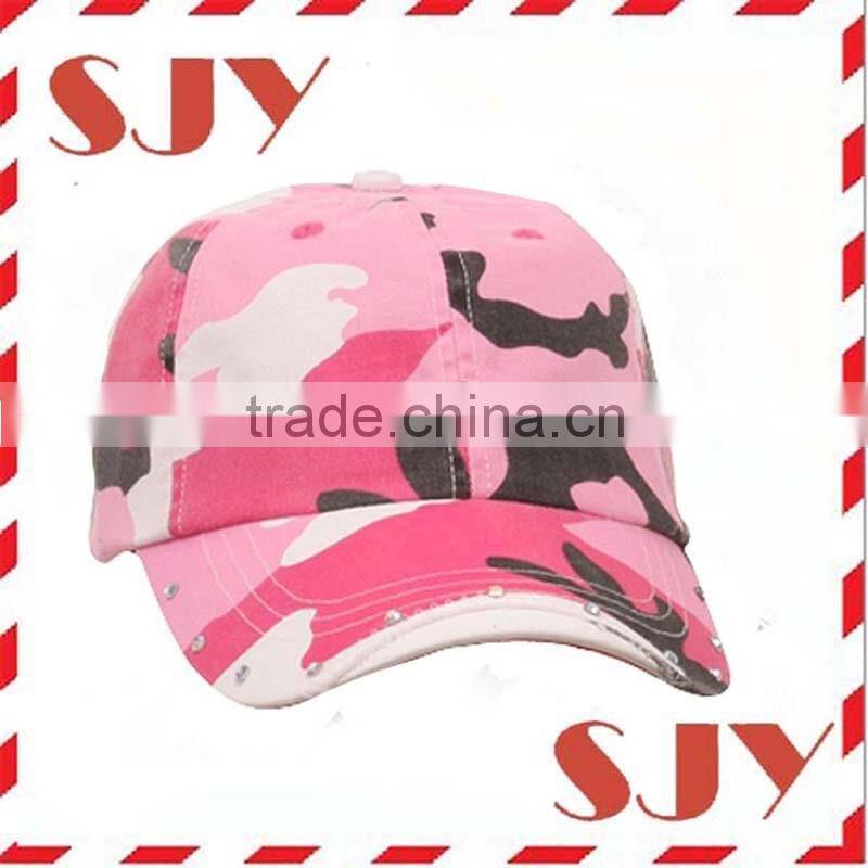 Custom vintage distressed pink camo cadet military army cap