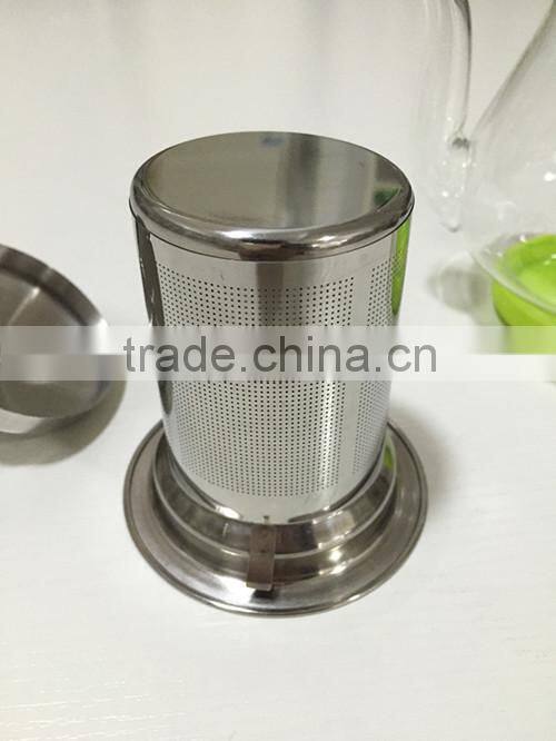 750ml strainer borosilicate glass tea pot with warmer