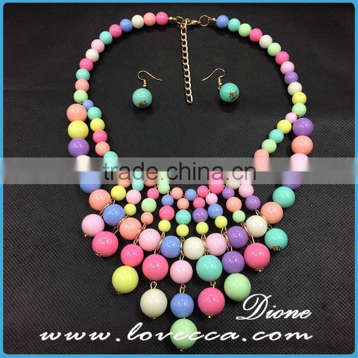 Top quality wholesale fashion rainbow bead stones hot fashion necklace