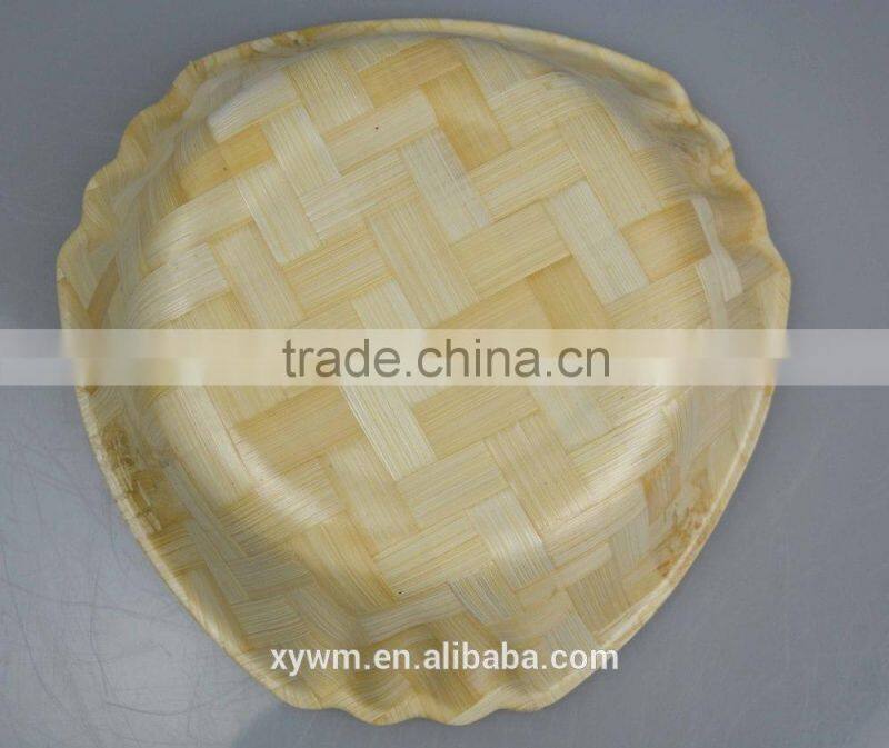 Retail No Normal Anomaly Triangle Color Painting Picture Handmade Bamboo Woven Wooden Salad Bowl Kitchen Tools