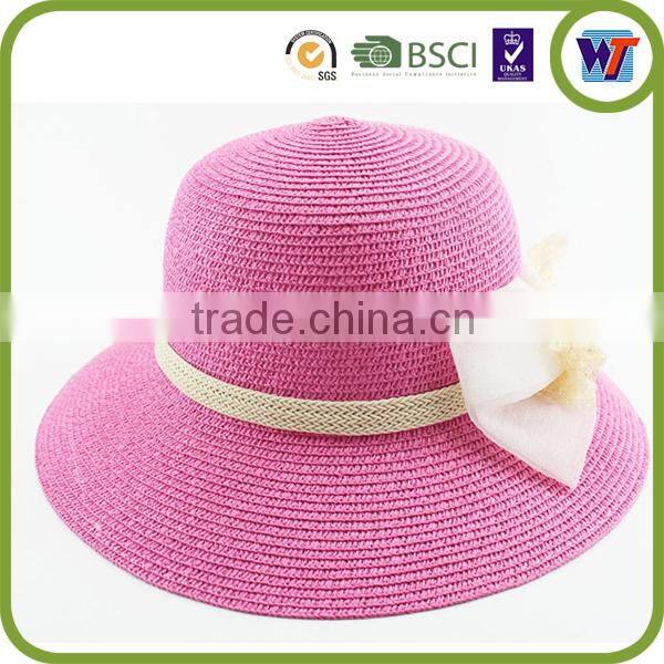 High quality straw hat, ladies fedora beach hat cap with flowers