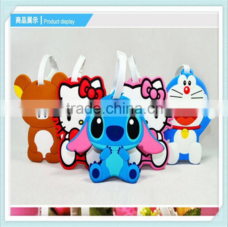 Cartoon Design Trolly Luggage Tag Wholesale/Handbag Soft Pvc Hang Tag Label/Promotional Gift Suitcase Name Tag