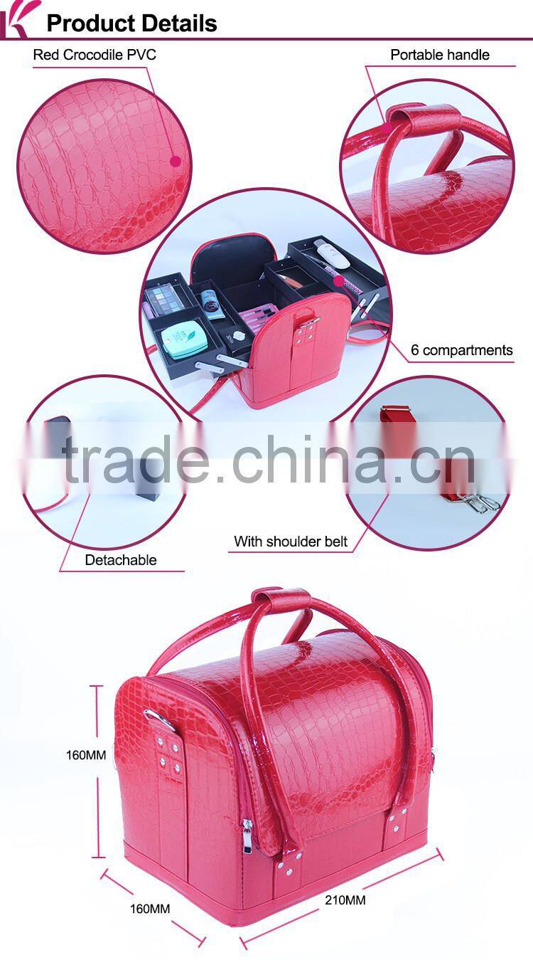 2016 Fashion Red Color PVC Leather Travel Cosmetic Bag