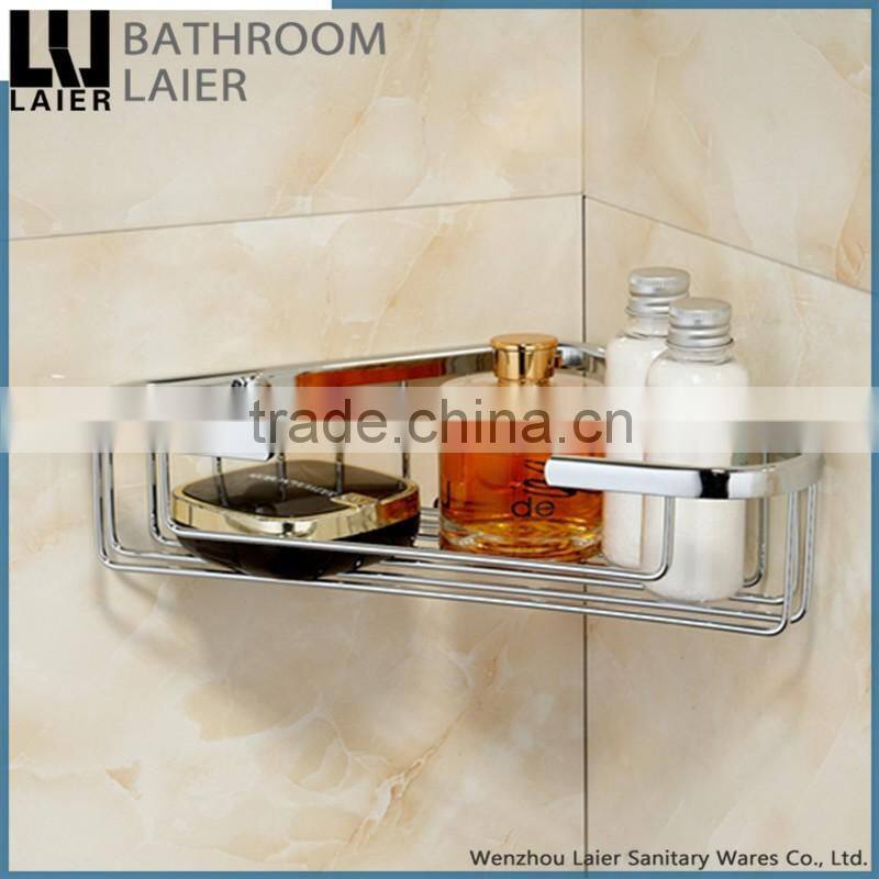 Classic-Style Simple brass chrome finishing wall mounted brassbathroom accessories double corner basket