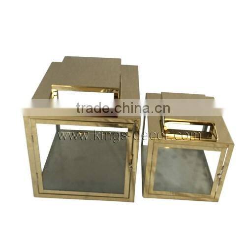 Cube metal stainless steel lantern for house and garden decoration