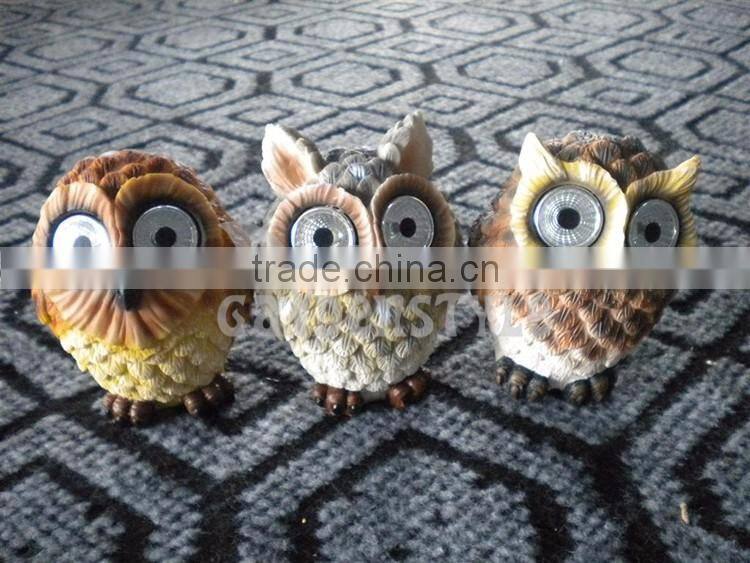 outdoor led garden lights Owl Accent shape, small Statuary cheap solar lights, resin construction bright eye small solar lights