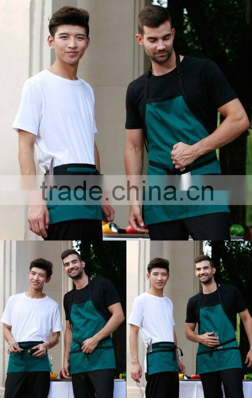 Three pockets bib cotton restaurant uniform