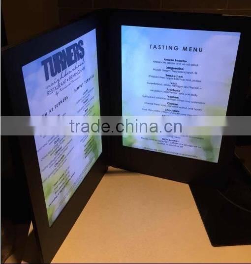 two led panels illuminated backlit menu folder