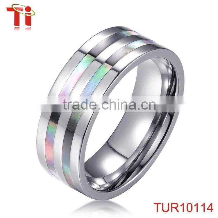 tungsten carbide ring inlay abalone engagement ring, fashionable abalone rings