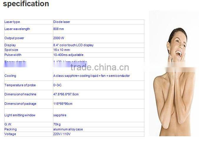 Sapphire laser diode 808nm machine painless for permanent hair removal