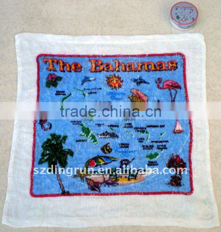 100%cotton compressed plain dyed hand towel with embroidery for kids