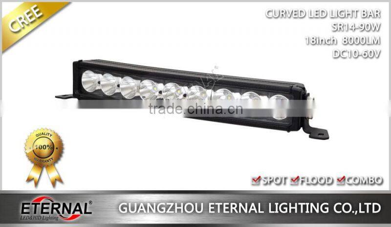90W high power curved light bar spot flood combo marine boat motor sports 4x4 pick up truck trailer lamp