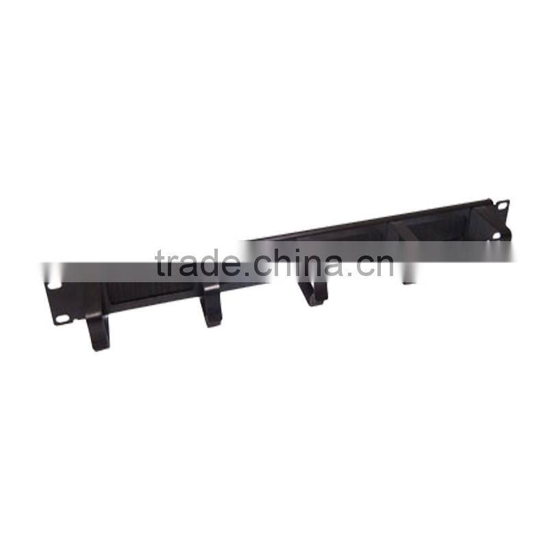 1U 19-inch racks d-ring brush cable management Panel with Brush Grommet