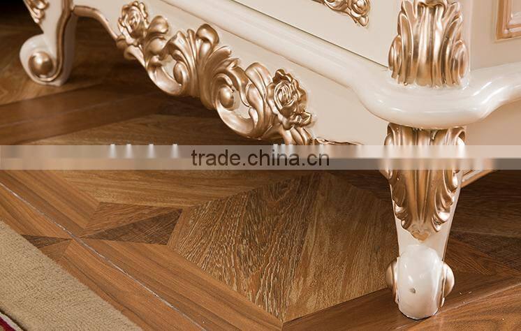 Marble top solid wood square end table with drawer