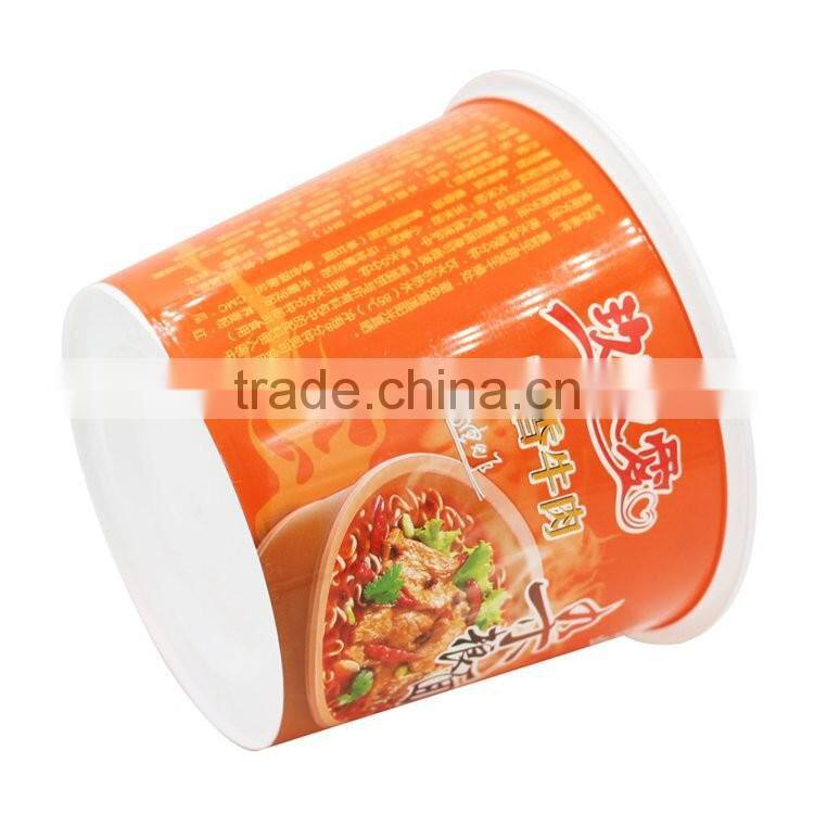 Plastic Noodle Bowl with IML Printing,Round Shape Disposable Noodle Containers with Lids
