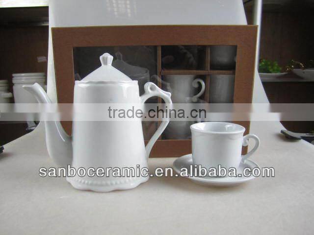 Plain white Ceramic Tea Set Coffee Cup Set Porcelain with Gift Box