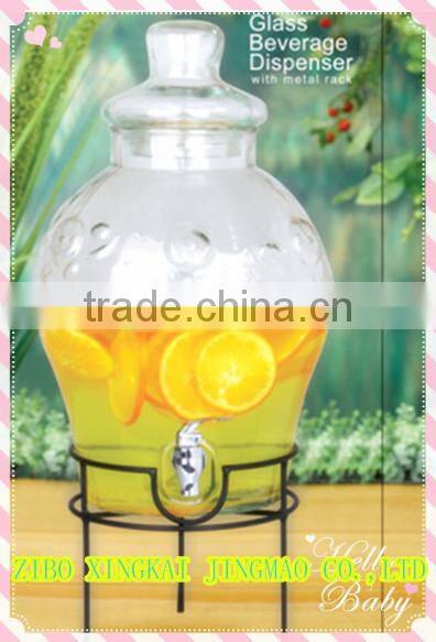 4 liter glass juice dispenser with metal cover