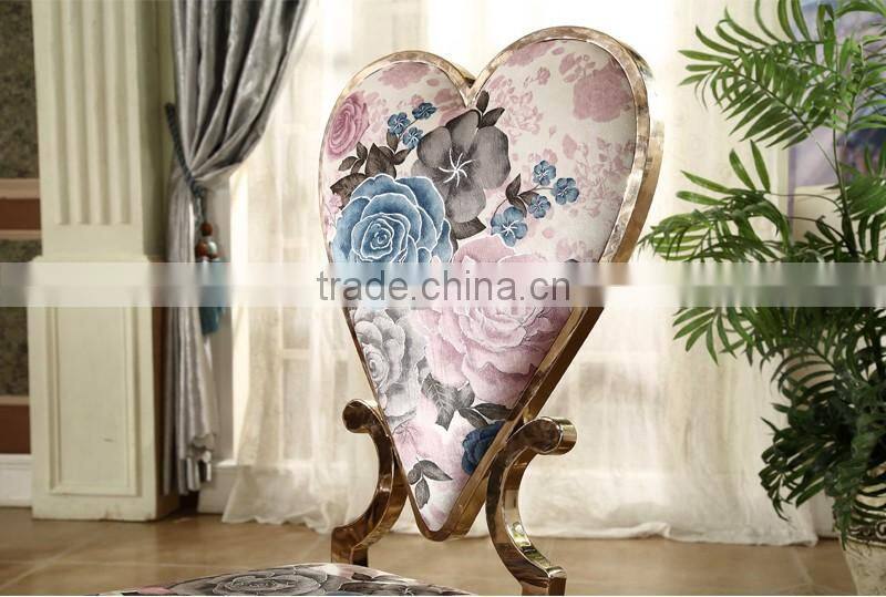 heart shape back rose golden dining chair for banquet