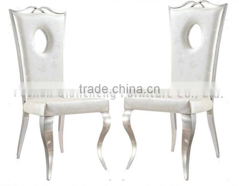 stainless steel leg leather dining chair modern