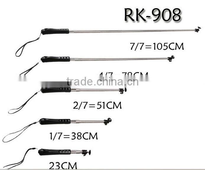 Bluetooth monopod equipped wih professional tripod, selfie monopod with mirror, with zoom function RK908