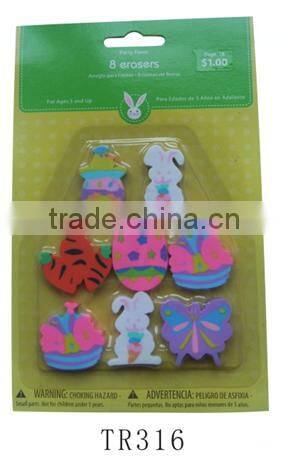 Hot selling different printing heart shape 9 pcs eraser set