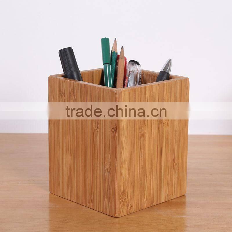 Multifunction wood desk pen holder